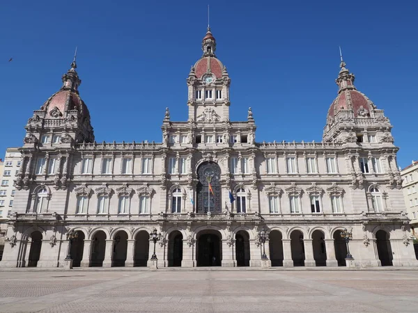 Front City Hall Building Main Square European Coruna City Galicia — Stockfoto