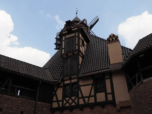 Parede Meia Madeira Castelo Koenigsbourg Cidade Europeia Orschwiller Região Alsácia — Fotografia de Stock