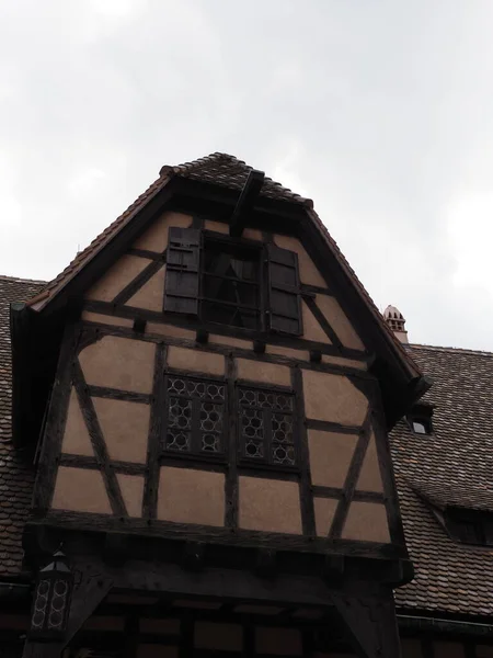 Parte Meia Madeira Castelo Koenigsbourg Cidade Europeia Orschwiller Alsácia França — Fotografia de Stock