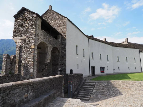 Alte Mauer Des Castel Grande Der Europäischen Stadt Bellinzona Kanton — Stockfoto