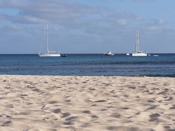 Сценічні Яхти Ландшафтах Атлантичного Океану Острові Сал Кабо Верде Чисте — стокове фото