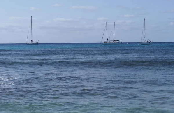 Yachts Atlantic Ocean African Santa Maria Town Sal Island Cape — Stock Photo, Image