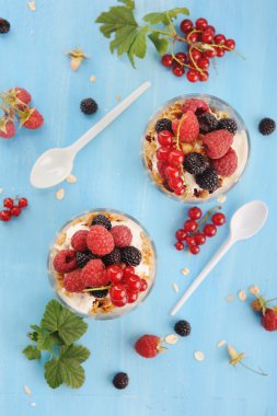 yoğurt böğürtlen ve granola