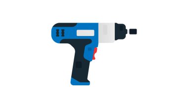 Elektrik çarpma anahtarı, kablosuz yan görüş. Ev için elektrikli aletler, inşaat ve bitirme işleri. Profesyonel işçi aleti. Vektör illüstrasyonu beyaz arkaplanda izole edildi