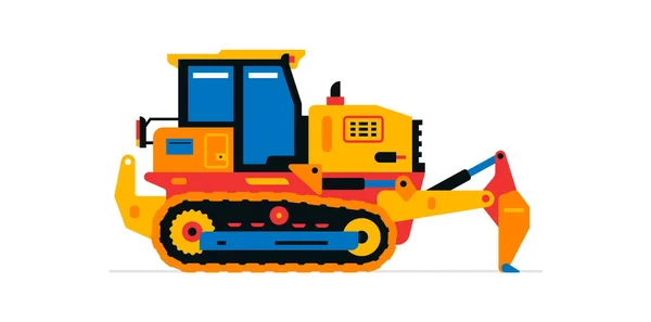 Machines de construction, bulldozer. Véhicules utilitaires pour travaux sur le chantier. Illustration vectorielle isolée sur fond blanc. — Image vectorielle