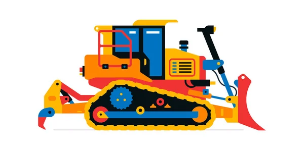 Construction machinery, bulldozer. Commercial vehicles for work on the construction site. Vector illustration isolated on white background. — Stock Vector