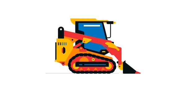 Machines de construction, pelle compacte, chargeuse, mini tracteur. Véhicules utilitaires pour travaux sur le chantier. Illustration vectorielle isolée sur fond blanc. — Image vectorielle