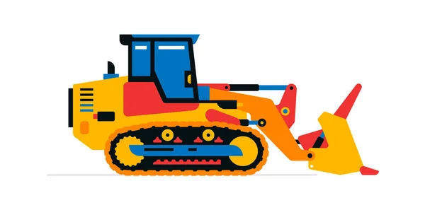 Machines de construction, bulldozer. Véhicules utilitaires pour travaux sur le chantier. Illustration vectorielle isolée sur fond blanc. — Image vectorielle