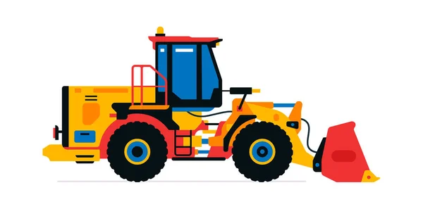 Machines de construction, chargeuse frontale, tracteur, pelle. Véhicules utilitaires pour travaux sur le chantier. Illustration vectorielle isolée sur fond blanc. — Image vectorielle