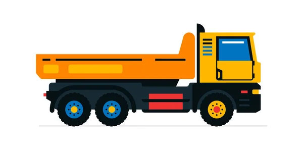 Maquinaria de construcción, camión. Vehículos comerciales para trabajos en obra. Ilustración vectorial aislada sobre fondo blanco. — Vector de stock