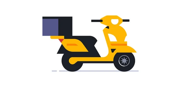Moto pour un service de livraison à domicile en ligne. Transport pour livrer des colis et de la nourriture à votre domicile. Vélo, scooter, moto, moto, moto, cyclomoteur, courrier. Illustration vectorielle — Image vectorielle
