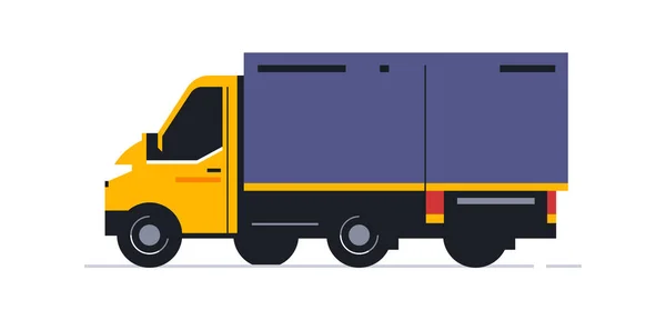 Camión para servicio de entrega a domicilio en línea. Transporte para la entrega de pedidos. Camión en la parte trasera. Ilustración vectorial aislada sobre fondo blanco — Vector de stock