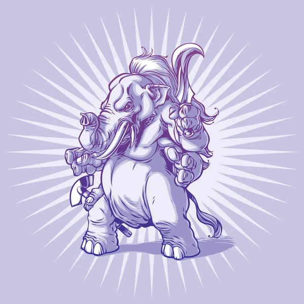 Woedend en boos Ganesha — Stockvector