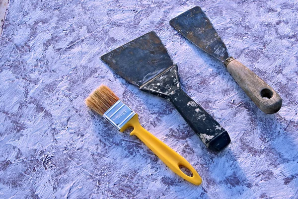 Εργαλεία στόκος και επισκευής σπάτουλες και βούρτσα — Φωτογραφία Αρχείου