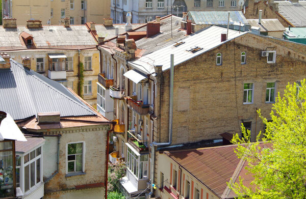 Kiev Ukraine. View of old houses in the historic center of the city.