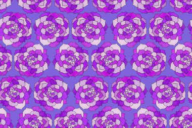 Mavi arka planda mor çiçekli pürüzsüz desen.