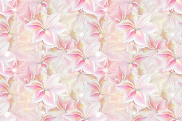 Naadloos Patroon Met Delicate Roze Lelies — Stockfoto