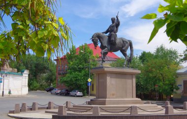 Astrakhan, Rusya. 07.27.2021, Kurmangazy Anıtı Sagyrbaev.