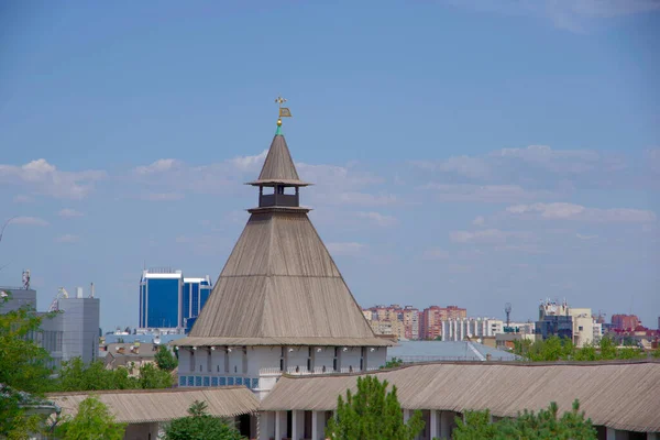 Astrakhan Rusland Uitzicht Houten Toren Van Het Astrakhan Kremlin — Stockfoto