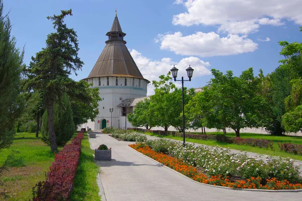 Astrakhan Rusland Uitzicht Houten Toren Van Het Astrakhan Kremlin — Stockfoto