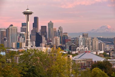 Seattle ufuk çizgisi ve Washington eyaletinde binalar.