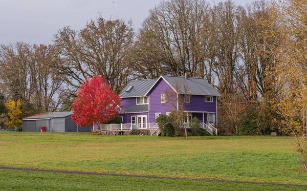 Purpla Casa Sombra Campo Estado Oregon — Fotografia de Stock