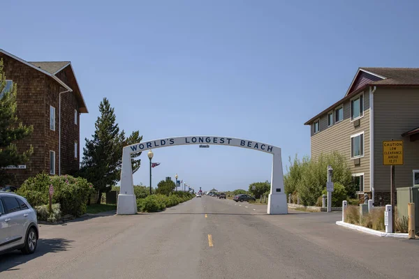 Long Beach Arco Entrada Para Praias Oceânicas Parques Recreativos Livre — Fotografia de Stock