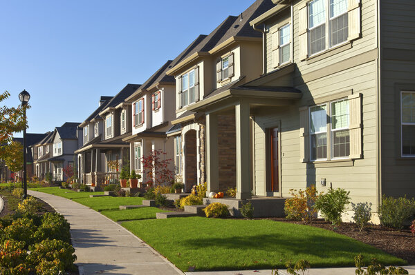 Row of new homes in Willsonville Oregon.