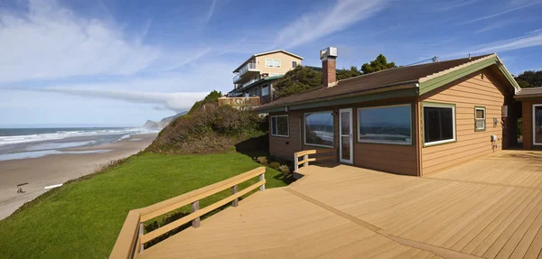 Beach hus panorama Lincoln City. — Stockfoto