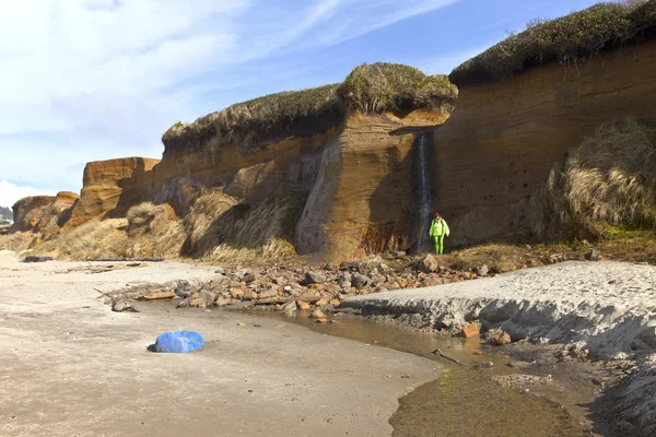 Oregon kıyılarında Lincoln City beach erozyon. — Stok fotoğraf