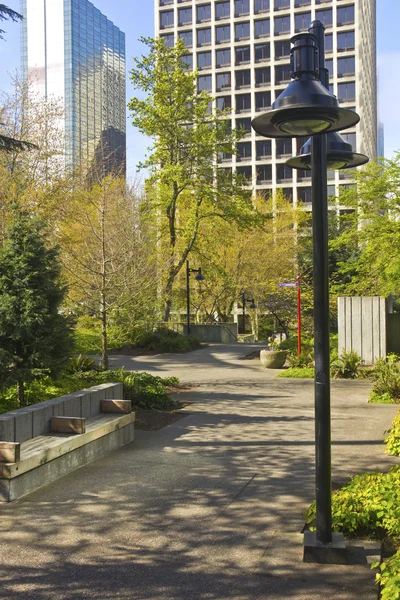 Seattle centrum van moderne gebouwen en park. — Stockfoto