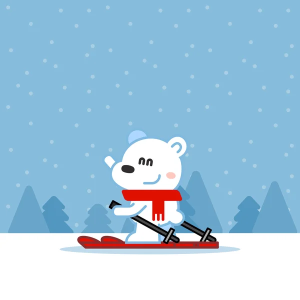 Ijsbeer skiën — Stockvector