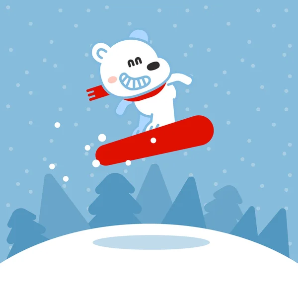 Oso polar Snowboard — Vector de stock