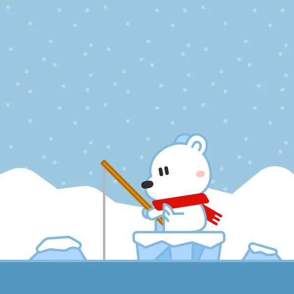 Рыбалка белых медведей на льдине — стоковый вектор