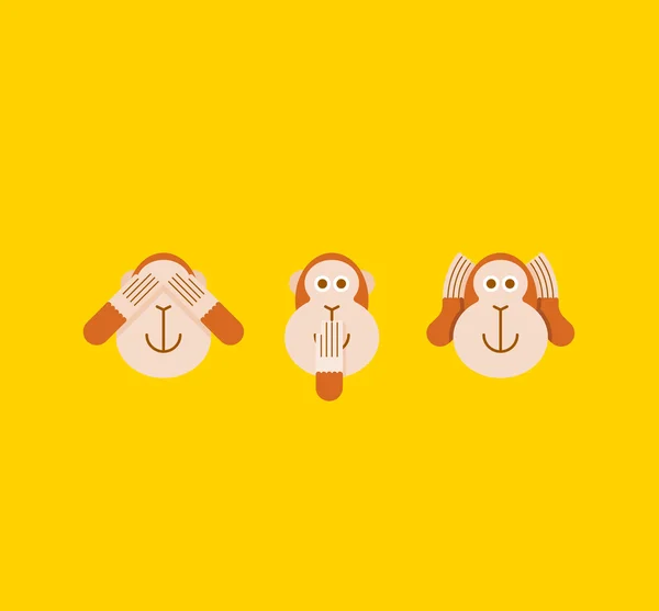 Cartoo Tres monos — Vector de stock