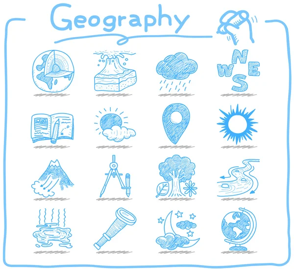 Geografie-Ikone gesetzt — Stockvektor