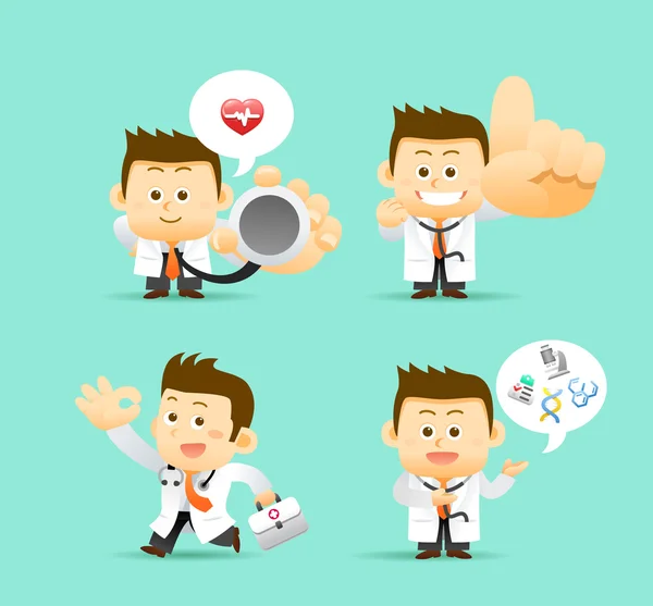 Personagens Médicos Desenhos animados — Vetor de Stock