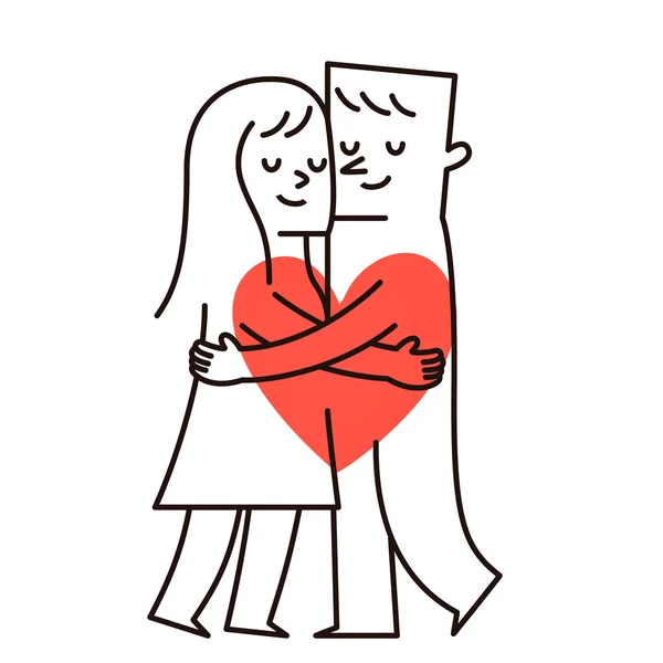 Paar umarmt sich mit Herz — Stockvektor
