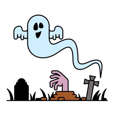 Çizgi Film ürkütücü hayalet karakteri