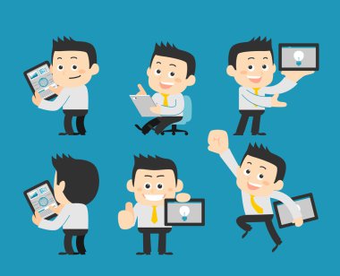 İşadamı farklı poz set