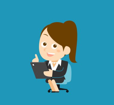 karikatür işkadını tablet ile