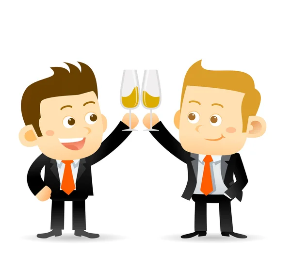 Dos hombres de negocios tintinean vasos — Vector de stock