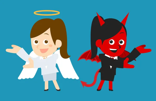 Imprenditrice diavolo e angelo — Vettoriale Stock