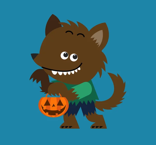 Halloween vlkodlak s dýně — Stockový vektor