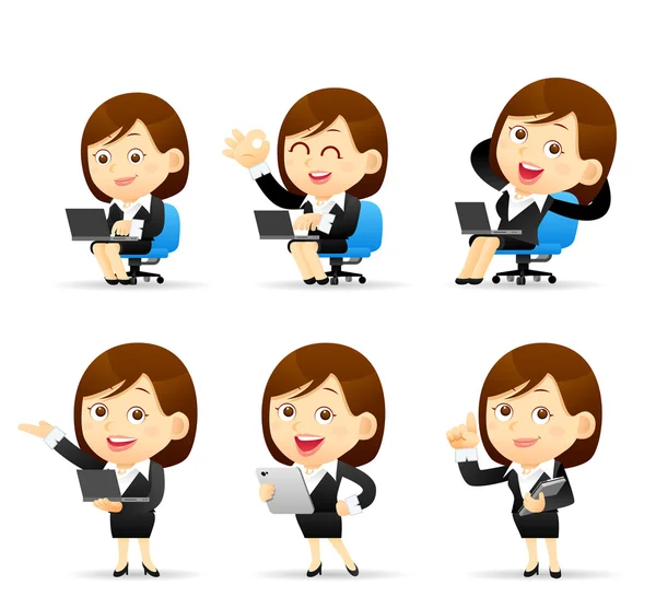 Office woman with the laptop — Stock Vector