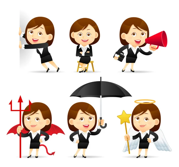 Beauty businesswoman character set — Stock Vector