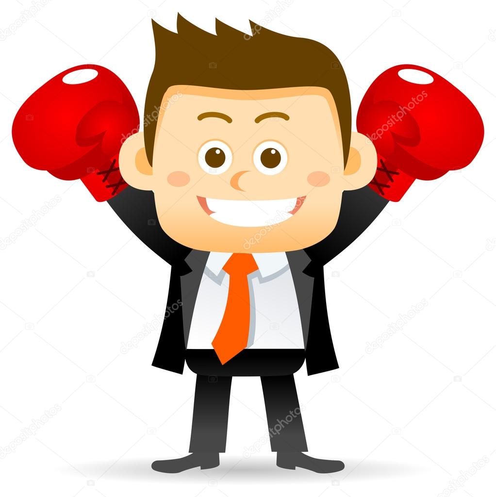 cartoon Businessman character boxing