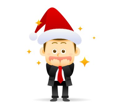 Noel Baba şapkalı mutlu işadamı