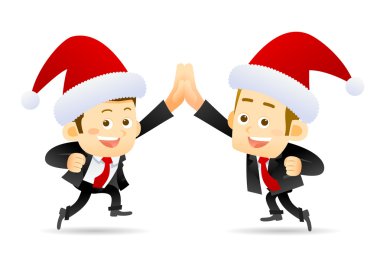 Noel Baba şapkaları mutlu işadamları