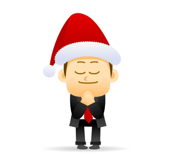 Empresário feliz em chapéu de Papai Noel —  Vetores de Stock